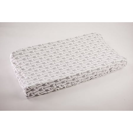 - Danha Changing Pad Cover, White Background with Grey Arrows