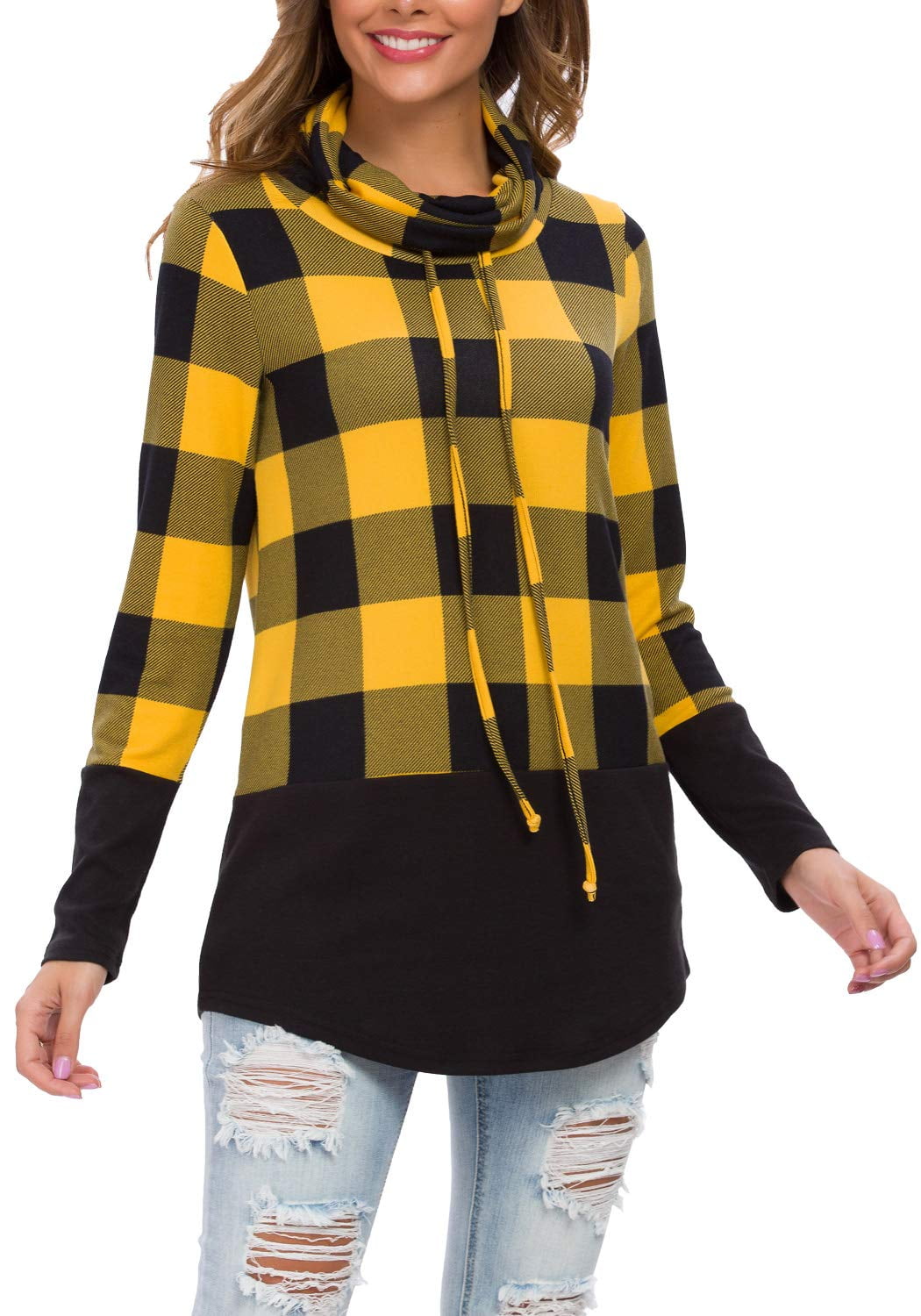 LEVACA Womens Casual Loose Long Sleeve Pullover Tunic Sweatshirt