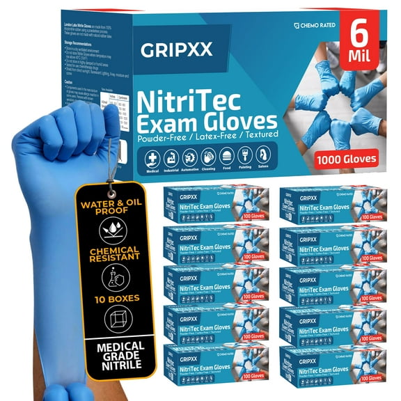 London Labs 6 Mil Nitritec Gloves Disposable Latex & Powder Free -1000 Count, XLarge
