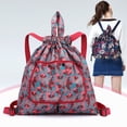 thumbnail image 4 of Basketball Yoga Bag Drawstring Folding Backpack Nylon for Travel (Small Flowers), 4 of 9