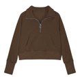 thumbnail image 4 of JTSRKL Girls Half Zipper Sweatshirts Cute Trendy Spring Fashion Pullover Crop Tops for Teen Girls Thumb Hole Long Sleeve Sweater Clothes with Pockets Brown 13-14 Years, 4 of 5