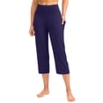 thumbnail image 4 of Capri Pants for Women High Waisted Yoga Pants with Pockets - Cropped Workout Leggings for Athletic, Casual Summer Navy 2XL, 4 of 6