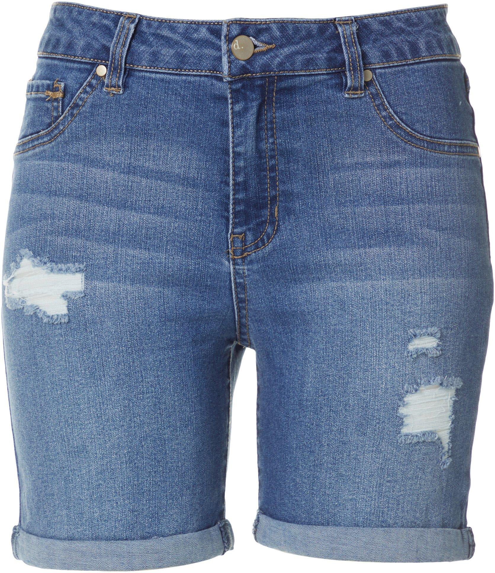 D. Jeans - D. Jeans Petite High Waist Destructed Shorts - Walmart.com ...