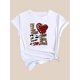 thumbnail image 2 of Camisetas para mujer, lindas camisetas con estampado gráfico, de manga corta, estilo casual, para veranoChic Leopard & Plaid Heart Print Women's T-Shirt - Casual Round Neck Short Sleeve Top, Breatha, 2 of 8