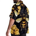thumbnail image 3 of Starry Bees in the Sky Men's Short Sleeve Hawaiian Shirt Button Down Poplin Beach Casual Printed Unisex Summer Tops, 3 of 6