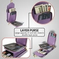 thumbnail image 5 of for iPhone 7 / 8 / SE 2020 / SE 2022 Case Wallet with Shoulder Strap for Women - Crossbody Lanyard,Zipper Pocket,Credit Card Holder,Shockproof - Metal Buckle Closure Premium PU Leather Case, Purple, 5 of 14