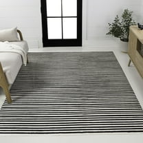 JONATHAN Y SCANDINAVIAN 5 x 8 Area Rug, Aarhus Minimalist Striped - Black/White, SCN102F-5