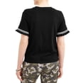 thumbnail image 2 of Self Esteem Juniors' Athletic Stripe Ruffle Short Sleeve T-Shirt, 2 of 4