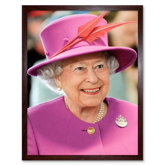 Rouse Portrait Smiling Queen Elizabeth II England Royal Majesty Photograph Art Print Framed Poster Wall Decor 12x16 inch