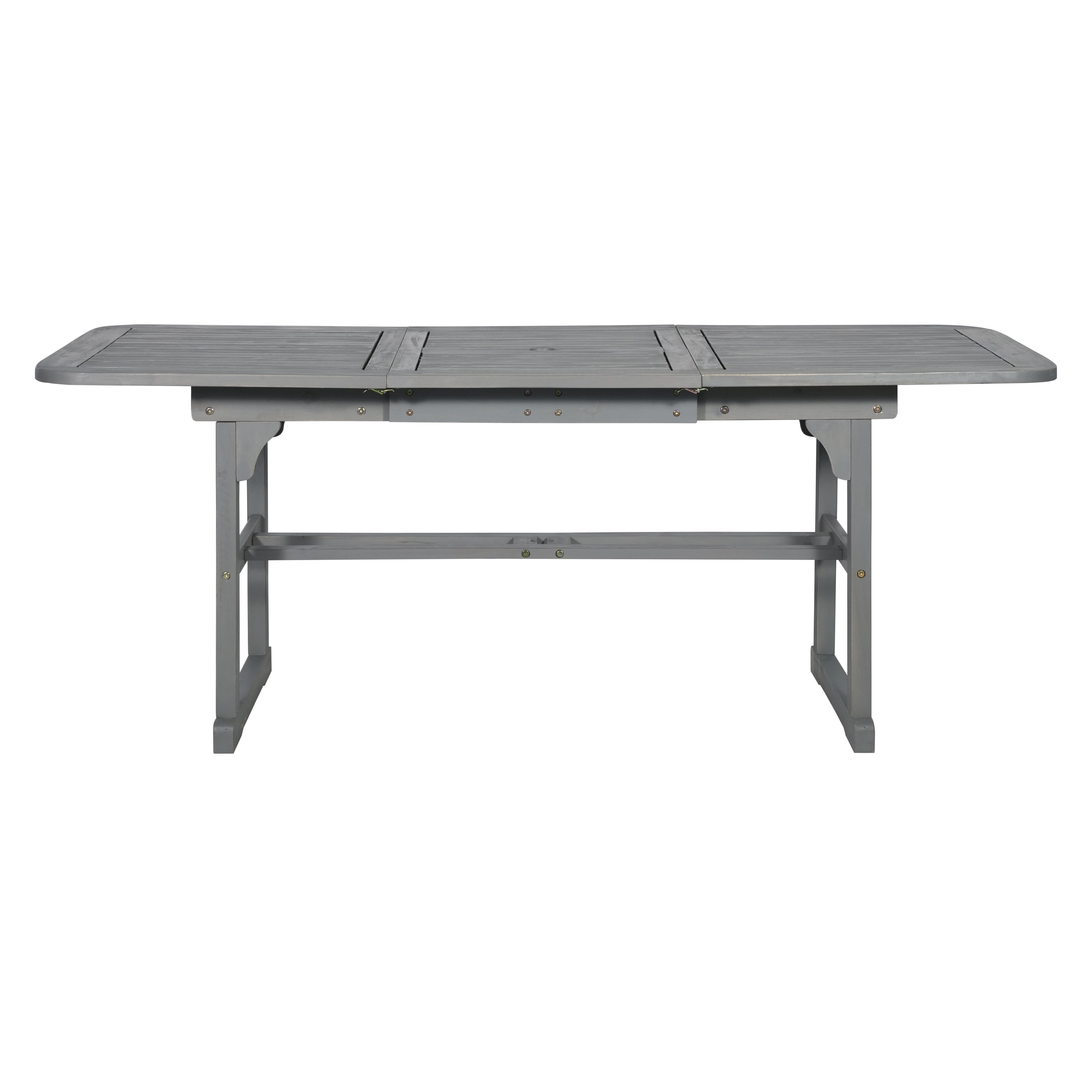 Walker Edison Wood Outdoor Patio Extendable Dining Table, Grey Wash