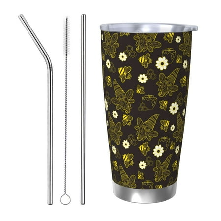 

Tideii Gnomes With Honey And Bees for 20OZ Car Cup Stainless Steel Cold and Hot Cup with Lid Suitable for Outdoor and Home Unisex-Straw Three-piece Set