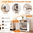 thumbnail image 5 of Hejuchuangli White Cat Litter Box Enclosure, Modern Hidden Litter Box Furniture with Open Storage Shelf and Litter Mat, Cat Box Cabinet Side Table Nightstand for Indoor Cats, 23.5 x 17 x 27.5 in, 5 of 9