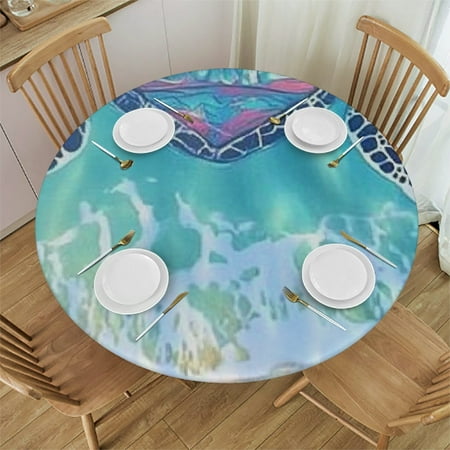 

Sheronv Turtle Heart Starfish Round Tablecloth Stain-Resistant Washable Indoor Outdoor Restaurant Wedding Party Camping Picnic Kitchen Dining Tablecloths 42 -46