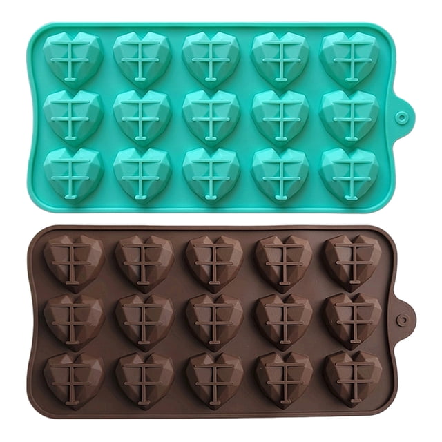 Molde de silicona con forma de corazón de diamante 3D, 15 rejillas, bandeja de silicona para hornear pasteles, mousse de chocolate y postres.