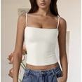 thumbnail image 2 of Tank Tops for Women, Skinny Solid Color Adjustable Spaghetti Strap Trendy Camisole, 2 of 4