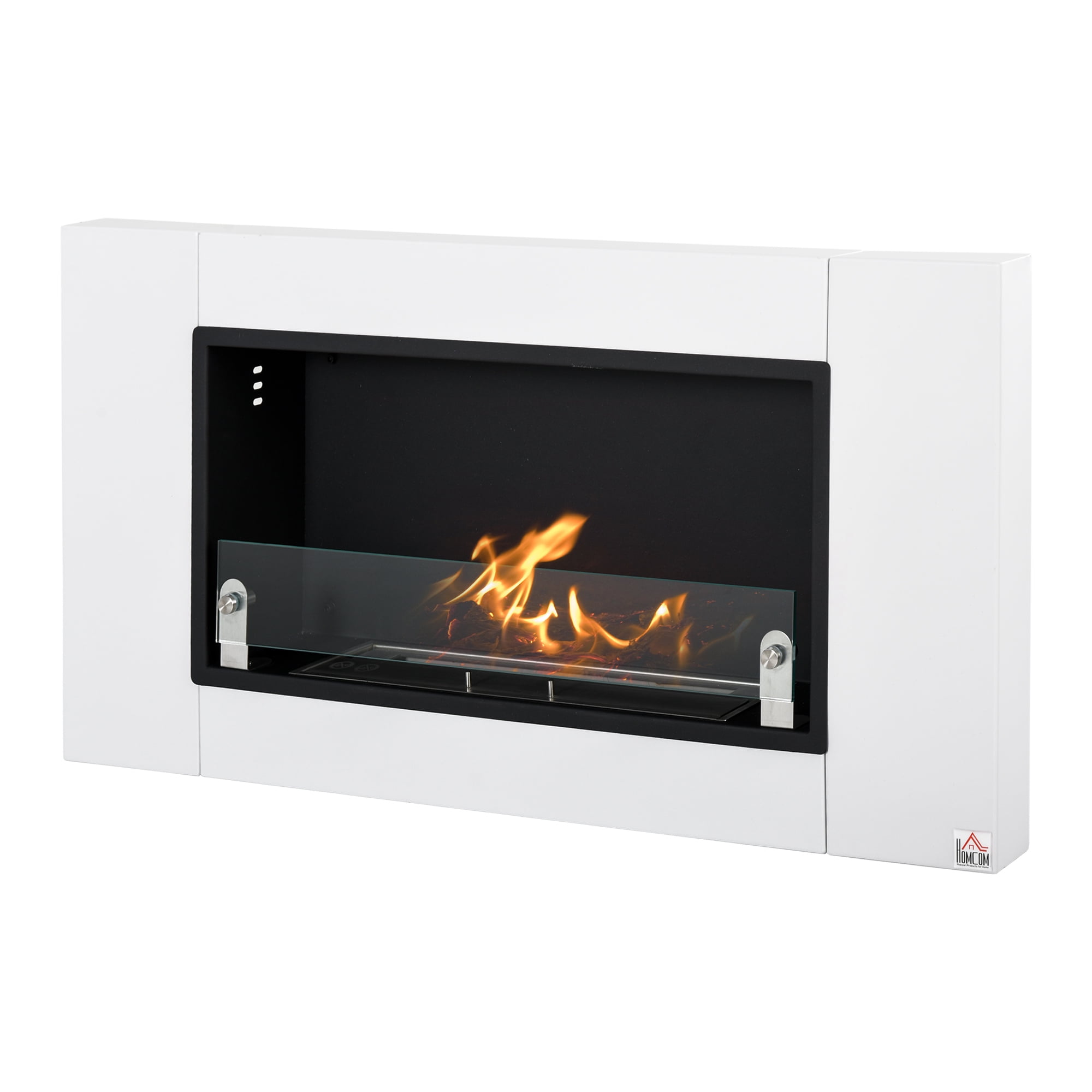 HOMCOM Wall-Mounted Stainless Steel Ethanol Fireplace, 43.25