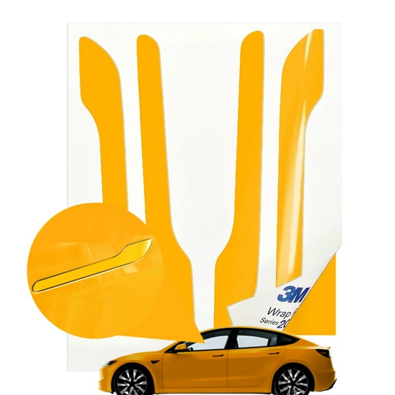 Upromax Car Door Handle Cover 3M 2080 Tesla Model 3/Y Chrome Delete Yellow
