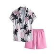 thumbnail image 2 of Men's 2 Piece Outfits, Summer Hawaiian Beach Short Sleeve Button Down Shirts And Drawstring Shorts Set Suits, Palm Trees Print Shirts, 2 of 5