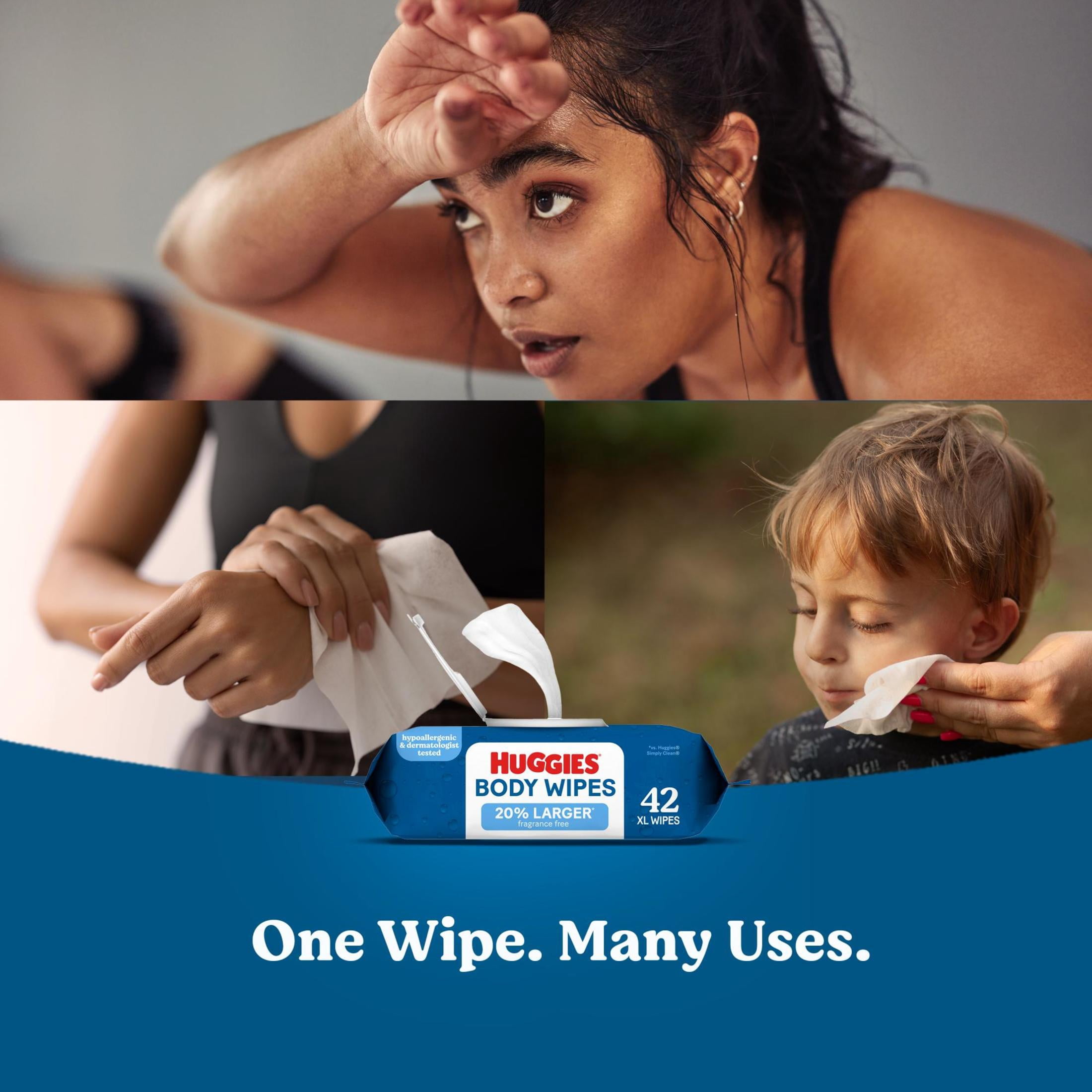 (8 pack) Huggies Extra Large Unscented Wipes, 1 Flip-Top Pack, 42 Count