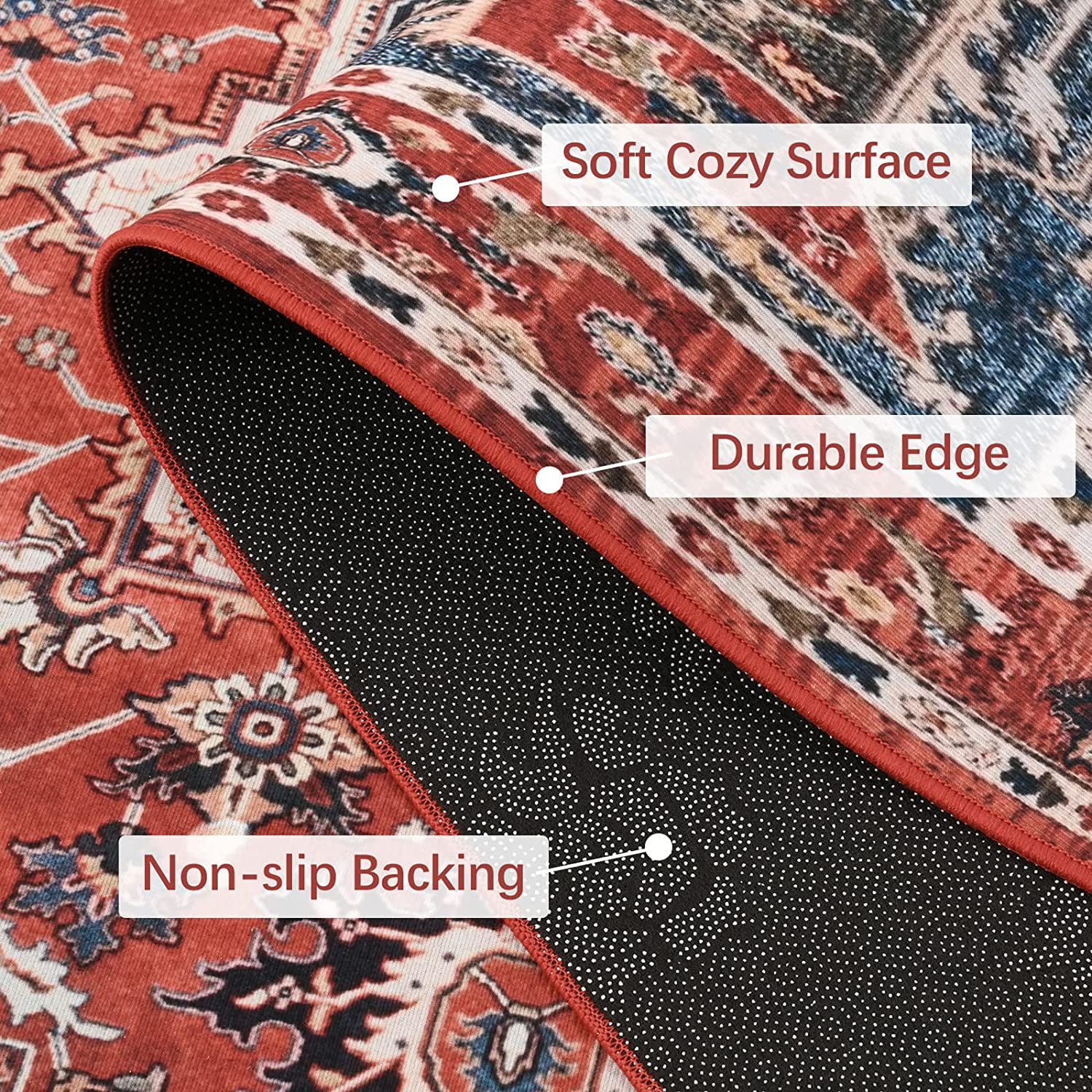 Softlife Oriental Traditional Area Rug for Living Room Durable Washable Persian Carpet Non Slip Boho Rugs for Bedroom, 2'x3', Red