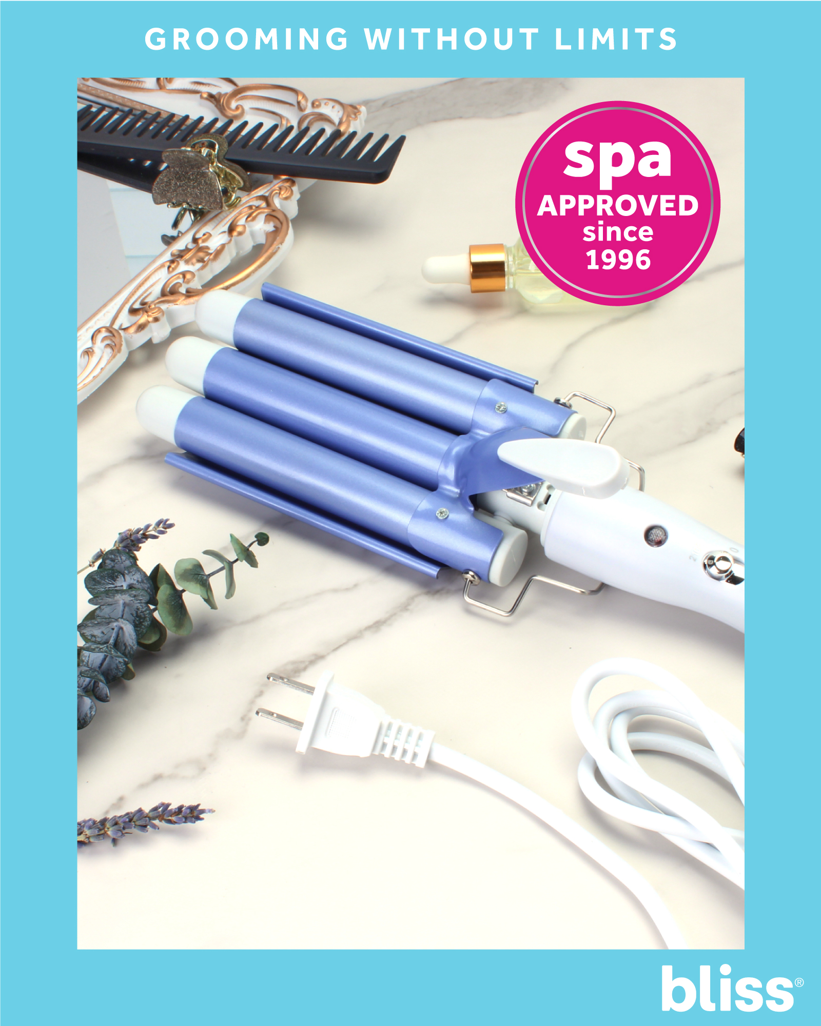 Bliss 3 Barrel Curling Iron - Adjustable Temperature Crimper Hair Tool - Curling Iron for Women