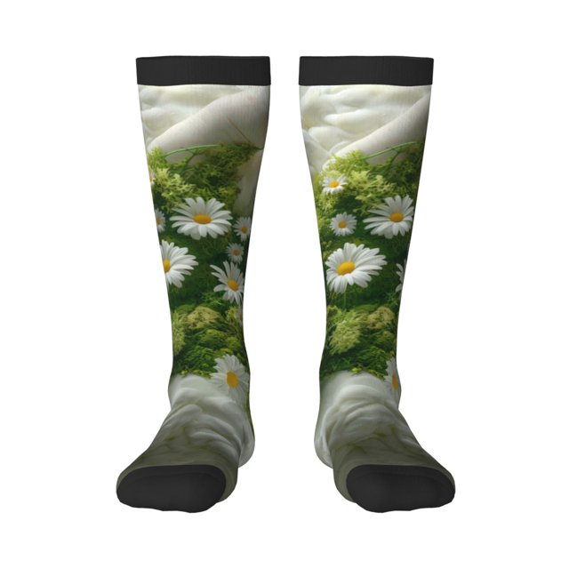 Balery Nature Hand Daisies Art Calcetines novedosos Calcetines deportivos Calcetines hasta la rodilla Calcetines de algodón Calcetines originales y geniales