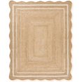 thumbnail image 1 of Rajputana Rugs Natural Jute Scalloped Bohemian Decor Handwoven Custom Decorative Area Rug (BD1) (2x5 ft-WHT), 1 of 3