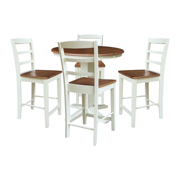 36" Round Extension Table with 4 Counter Height Stools - Multi-Color