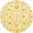 thumbnail image 1 of Ahgly Company Machine Washable Indoor Round Abstract Mustard Yellow Area Rugs, 3' Round, 1 of 7