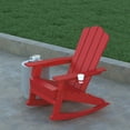 thumbnail image 3 of Emma + Oliver Set of 2 Adirondack Rocking Chairs with Cup Holders, Weather Resistant HDPE Adirondack Rocking Chairs in Red, 3 of 12
