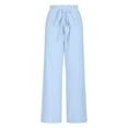thumbnail image 5 of Jjayotai Women's Wide Leg Pants with Pockets, High Waist Adjustable Knot Loose Casual Trousers, Business Work Casual Pants Light Blue S, 5 of 6