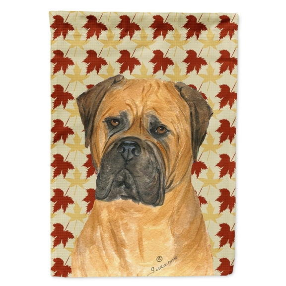 Carolines Treasures SS4339-FLAG-PARENT Bullmastiff Fall Leaves Portrait Flag  multicolor