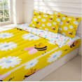 thumbnail image 3 of Erosebridal Cute Bug Bee Zipper Queen Comforter Set with Fitted Sheet and 2 Pillowcases,Coastal Daisy Flower Zipper Bedding Set,Yellow Pink,Colorful Stars Reversible,4pcs, 3 of 8