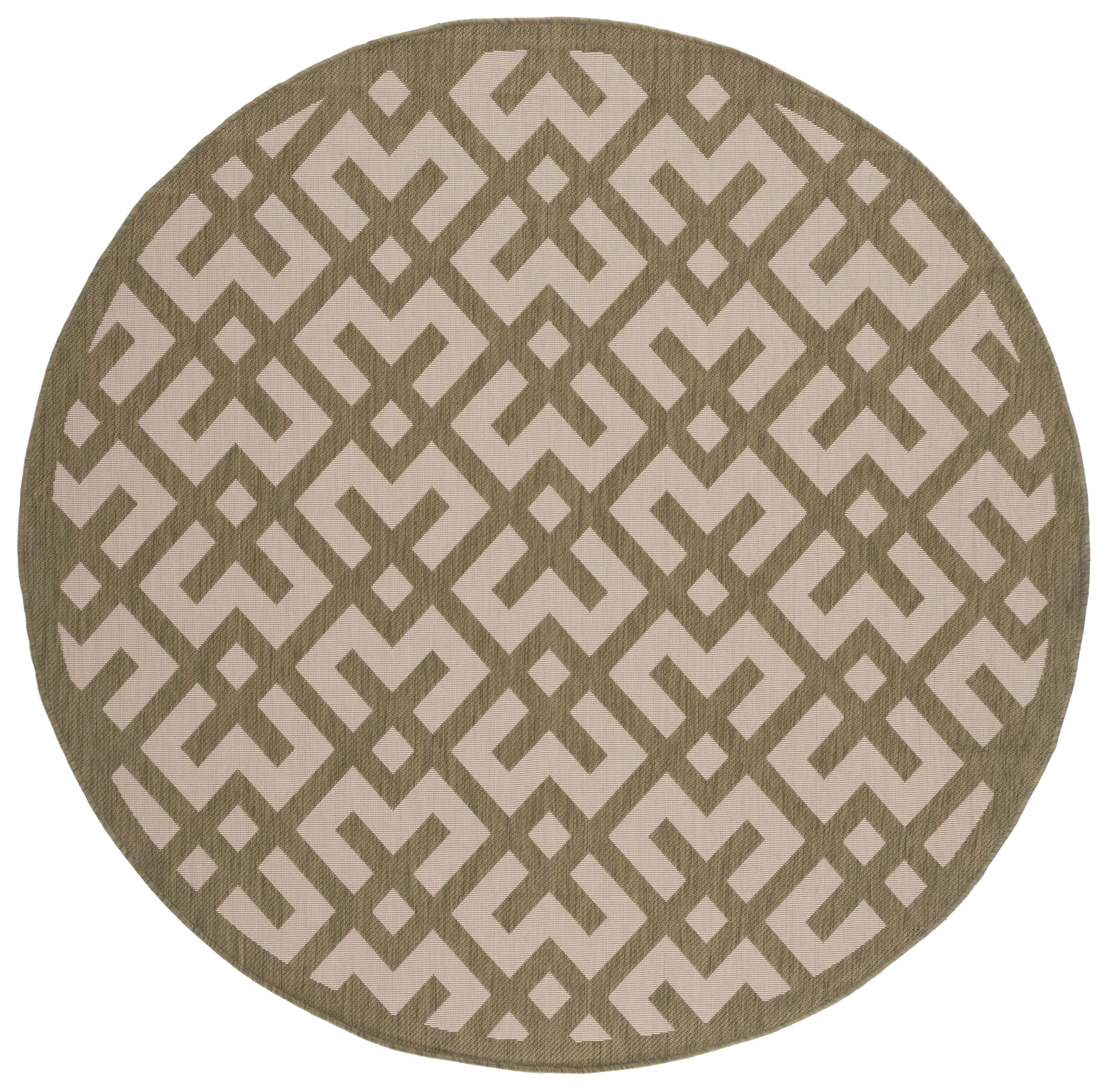 Safavieh Courtyard Alvin Geometric Indoor/Outdoor Area Rug, Beige/Green, 6'7" x 6'7" Round