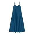 thumbnail image 5 of ClodeEU Women's V Neck Spaghetti Strap Tiered Maxi Dress,Boho Beach Vacation Swing Dress Navy,Women's Plus XXL, 5 of 6