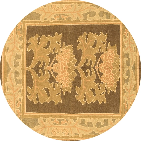 Ahgly Company Indoor Round Abstract Brown Modern Area Rugs, 8' Round