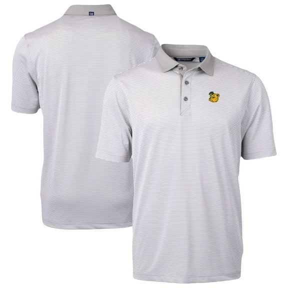 Men's-Cutter & Buck Gray/White Baylor Bears DryTec Virtue Eco Pique Recycled Polo
