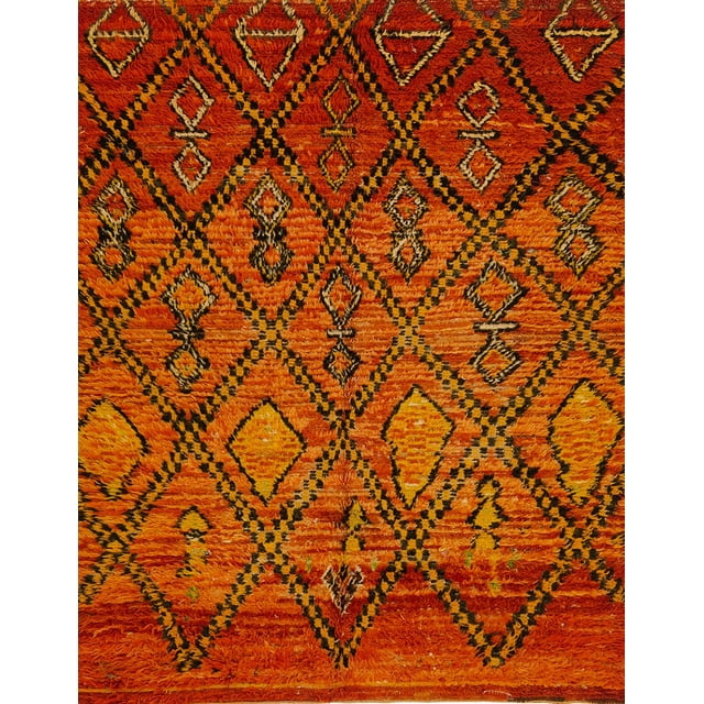 Ahgly Company Tapis d'Intérieur Rectangulaire Abstrait Orange Rouge, 2 Pieds x 4 Pieds