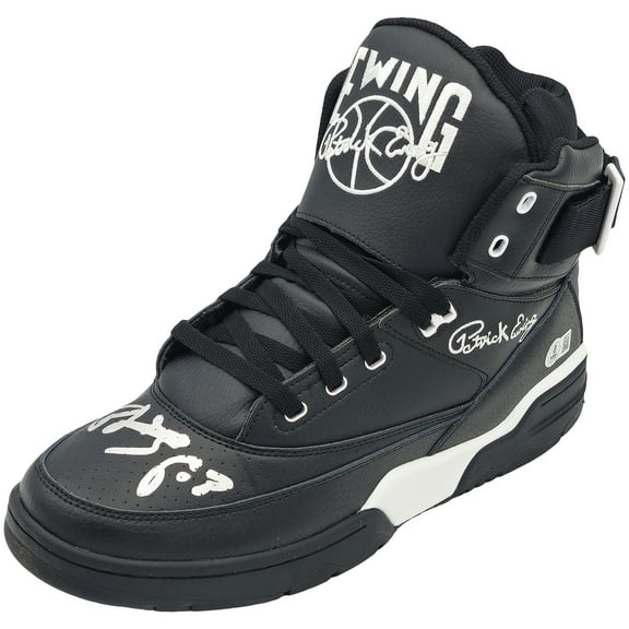 Patrick Ewing Autographed Black Ewing Athletics 33 HI Left Shoe New York Knicks Size 13 W/ Box Beckett BAS Witness 236551