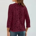 thumbnail image 4 of Fshiont Womens Cardigan 3/4 Length Sleeve Lightweight Lace Open Front Cardigans Summer Casual Loose Fashion Tops Wine XL, 4 of 5
