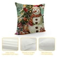 thumbnail image 4 of PRATYUS Christmas Throw Pillow Cushion Cover, Skating Happy Snowman with Christmas Tree Cheerful Hand Drawn Ornate Snowflakes, Decorative Square Accent Pillow Case,  Beige White 12x12in, 4 of 5