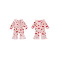 thumbnail image 2 of RUINIXCW Infant Baby Girl Romper Ruffle Long Sleeve Crew Neck Rugby Bow Print Fall Jumpsuit, 2 of 9