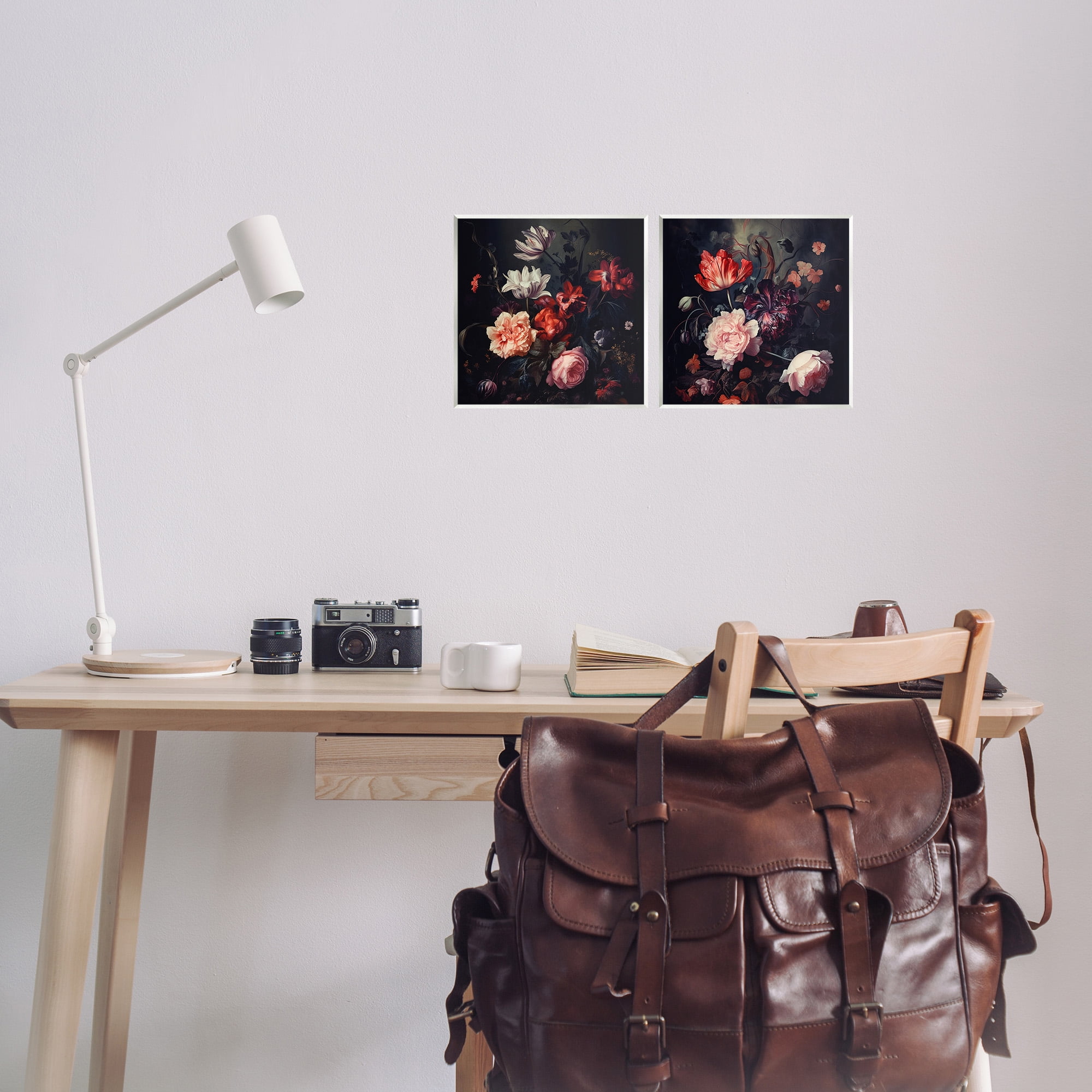 Stupell Industries Vintage Bouquet on Black Botanical & Floral Photography Unframed Art Print Wall Art, 12 x 12, Set of 2
