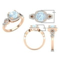 thumbnail image 3 of Dazzlingrock Collection 7mm Cushion Aquamarine & Round White Diamond Halo Split Shank Engagement Ring for Women (0.25 ctw, Color I-J, Clarity I1-I2) in 18K Rose Gold, Size 5, 3 of 5