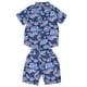 thumbnail image 1 of Conjunto de ropa para bebé niño Conjunto de pantalones cortos de camisa de manga corta de verano Conjunto de ropa para niños con estampado floral Azul 90 cm / 35,4 pulgadas, 1 of 5