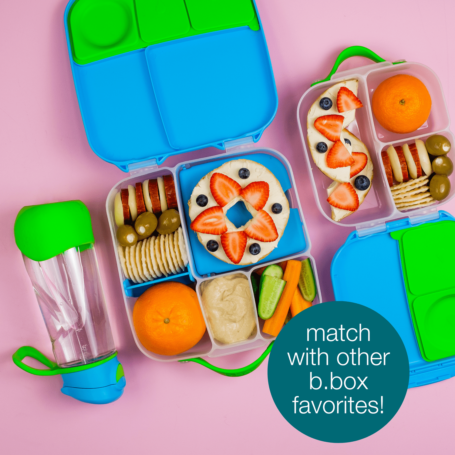 b.box Lunch Box for Kids - 4 Compartment Lunchbox (Blue Slate)