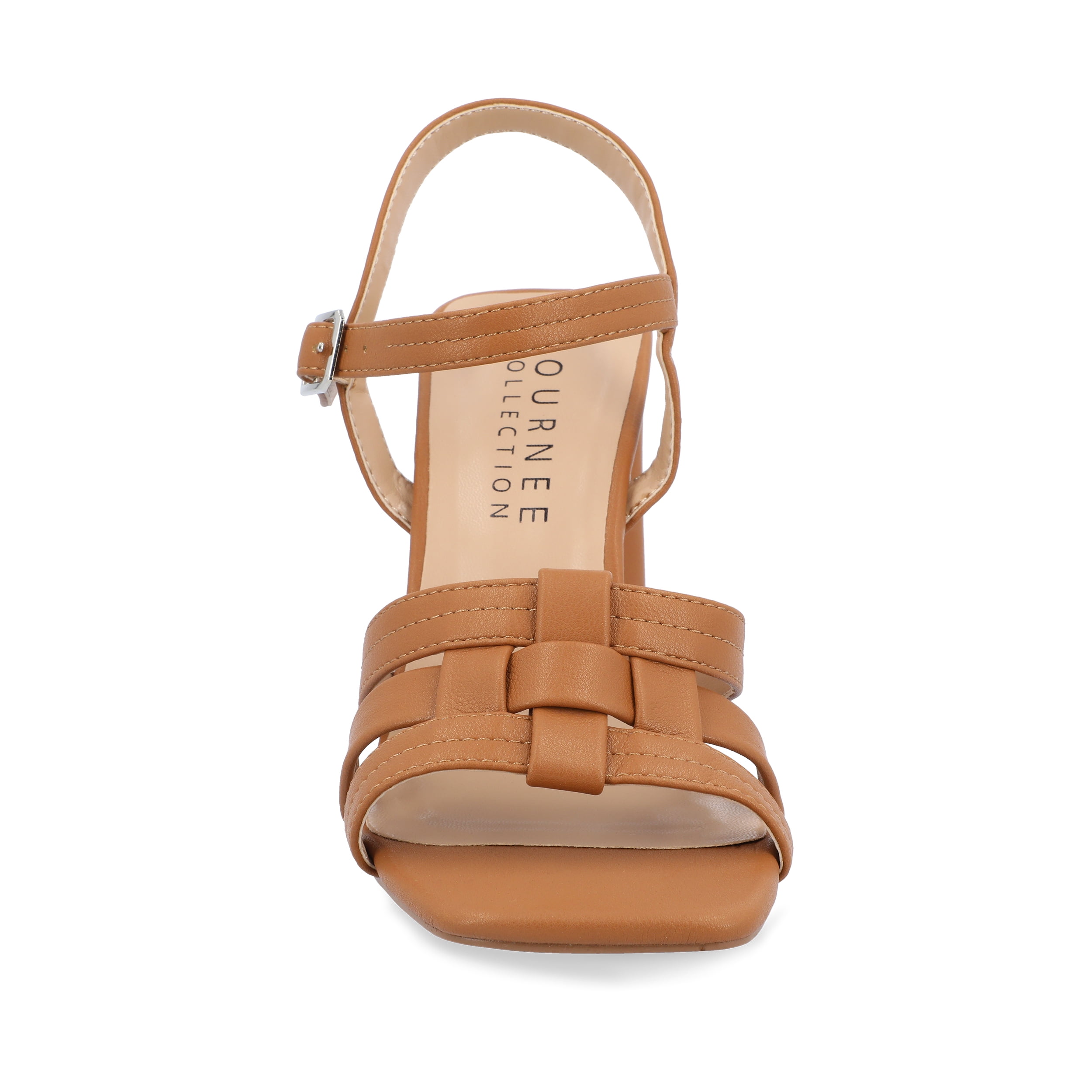 Journee Womens Gibssen Ankle Strap Covered Block Heel Sandals