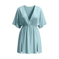 thumbnail image 4 of XiYing Robes pour Femmes Grande Taille, Robe de Plage Décontractée Ample pour Femmes, Design à Taille Fluide à Manches Courtes avec Lien au Dos, Couvre-Bikini de Vacances, S-TTG,, 4 of 7