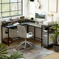 thumbnail image 3 of 68" L Shaped Gaming Desk, Computer Desk with Power Outlets & LED Lights, Home Office Desk with File Drawer, Corner Desk with Monitor Shelf and Hook, Two Person Desk, 3 of 9