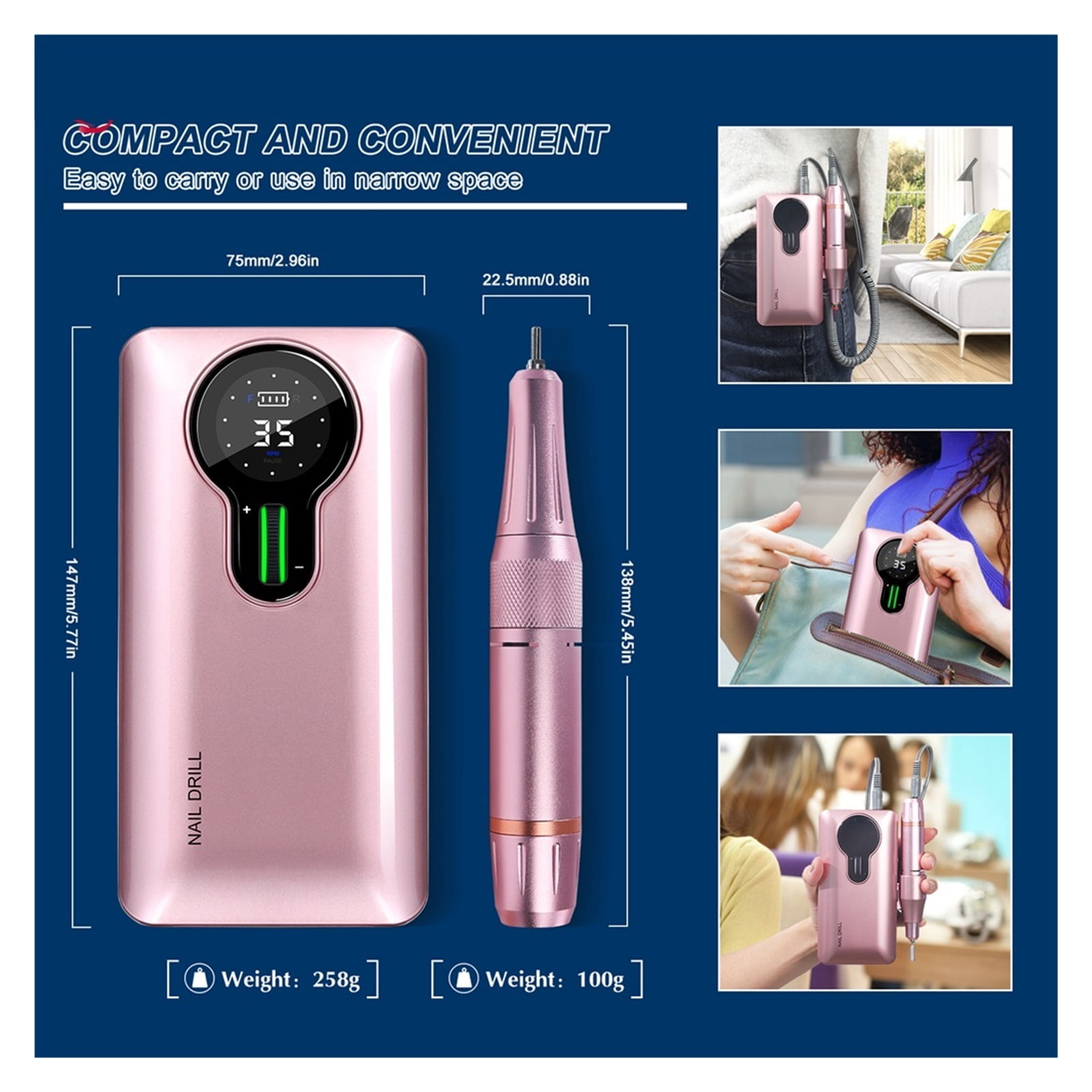35000 RPM Nail Drill For Manicure, Electric Nails Sander, Nails Polisher, Cutter File For Nail Art Equipment, Nail Sander Bits